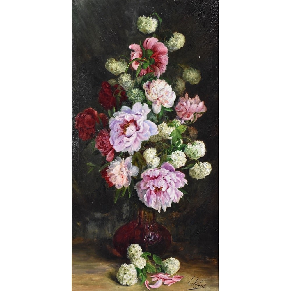 QF602 1 antique floral paintings peonies flower oil painting XIX.jpg